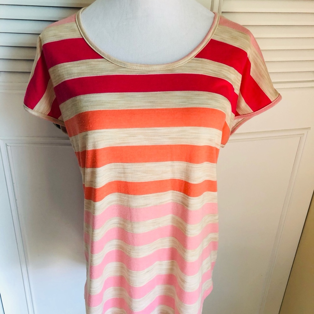Vibrant Striped Short Sleeve Women's Tee
